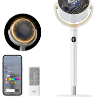 HKM-4705619 120° Omni-Directional Oscillating Pedestal Fan with Remote, 9 Speeds, 6 Modes, 20dB Noise Level, 8-Hour Timer, RGB Light