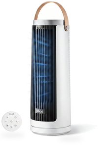 HKM-4771155 Bladeless Tower Fan, 20dB Quiet Mini Oscillating Fan 5-Speed with 12H Timer Portable Design White for Home and Office
