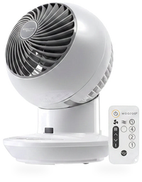 HKM-4672851 Air Circulator Fan with Remote, Oscillation 3 Speeds Adjustable Tilt Quiet Motor Small Fan for Bedroom Office Dorm White