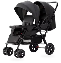 HKM-4765011 Lightweight Folding Twin Baby Stroller with Adjustable Seating Options for Infants and Toddlers