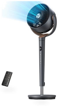 HKM-4869459 Oscillating Standing Fan with DC Motor, 120° Vertical Tilt 9 Speeds 4 Modes 20dB Noise Level Adjustable Height 37-42"