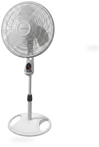 HKM-4574547 16 Inch Oscillating Adjustable Pedestal Stand Fan with Timer and Remote Control, White Model 1646 for Home and Office