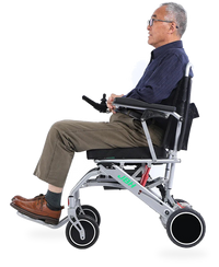 HKM-5370323 Folding Electric Wheelchair Dual 250W Motors 24V 12Ah Battery 12.4 Mile Range 353 lb Capacity Aluminum Frame