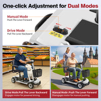 HKM-8580691 Foldable Mobility Scooter 250W Motor 24V 40Ah Battery 21.7 mi Range 3.73 mph Speed 330.7 lb Capacity, Bluetooth