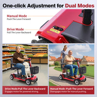 HKM-0711507 Foldable Mobility Scooter 250W Motor 24V 40Ah Battery 21.7 mi Range 3.73 mph Speed 418.9 lb Capacity, Bluetooth