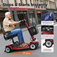 HKM-0711507 Foldable Mobility Scooter 250W Motor 24V 40Ah Battery 21.7 mi Range 3.73 mph Speed 418.9 lb Capacity, Bluetooth