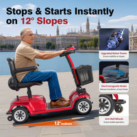 HKM-3529555 Foldable Mobility Scooter 250W Motor 24V Battery 12.4 mi Range 3.7 mph Speed, Folding Design, Stable 4-Wheel Base