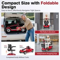 HKM-3529555 Foldable Mobility Scooter 250W Motor 24V Battery 12.4 mi Range 3.7 mph Speed, Folding Design, Stable 4-Wheel Base