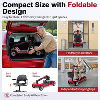 HKM-0711507 Foldable Mobility Scooter 250W Motor 24V 40Ah Battery 21.7 mi Range 3.73 mph Speed 418.9 lb Capacity, Bluetooth
