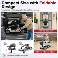 HKM-8580691 Foldable Mobility Scooter 250W Motor 24V 40Ah Battery 21.7 mi Range 3.73 mph Speed 330.7 lb Capacity, Bluetooth