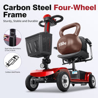 HKM-0711507 Foldable Mobility Scooter 250W Motor 24V 40Ah Battery 21.7 mi Range 3.73 mph Speed 418.9 lb Capacity, Bluetooth