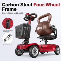 HKM-3529555 Foldable Mobility Scooter 250W Motor 24V Battery 12.4 mi Range 3.7 mph Speed, Folding Design, Stable 4-Wheel Base