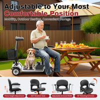 HKM-8580691 Foldable Mobility Scooter 250W Motor 24V 40Ah Battery 21.7 mi Range 3.73 mph Speed 330.7 lb Capacity, Bluetooth
