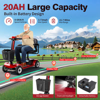 HKM-0711507 Foldable Mobility Scooter 250W Motor 24V 40Ah Battery 21.7 mi Range 3.73 mph Speed 418.9 lb Capacity, Bluetooth