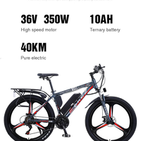 HKM-9720019 36V 350W Electric Mountain Bike, 10.4Ah Battery, 21-Speed Drivetrain, 20 mph Top Speed, Disc Brakes, 265 lb Load