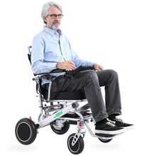 HKM-3469779 Light Folding Electric Wheelchair Dual 250W Hub Motors 24V 24Ah Battery 12.4 Mile Range 265 lb Capacity Aluminum