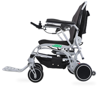 HKM-3240403 Light Folding Electric Wheelchair Dual 250W Hub Motors 24V 24Ah Battery 12.4 Mile Range 265 lb Capacity Aluminum