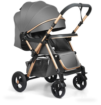 HKM-482451 Lightweight Reversible Handle Baby Stroller with Canopy and Large Storage Basket