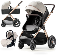 HKM-631635 3 in 1 Compact Luxury Stroller with Car Seat for Newborns
