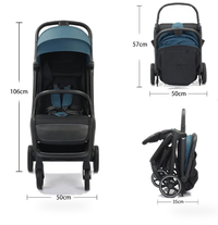 HKM-222611 Ergonomic Double Stroller with Sunshade and Travel Bag in Dark and Light Grey