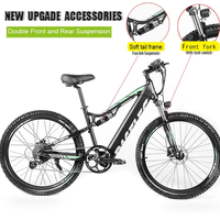 HKM-1686099 25 mph Full-Suspension Electric Mountain Bike, 500 W Rear Hub Motor, 900 W Peak, 48 V 13 Ah 624 Wh Battery