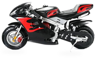 HKM-8043347 50cc 2-Stroke Gas Pocket Bike for Kids with Full Fairing Bodywork Front and Rear Disc Brakes and 10-Inch Wheels