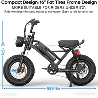 HKM-0637523 16 in Fat Tire Electric Mountain Bike, 750W Peak Motor, 48V 13Ah Battery, 28 mph Top Speed, Mechanical Disc Brakes