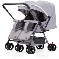 HKM-4175187 Twin Baby Stroller with Be-Directional Seats - Foldable Push Chair for Newborns