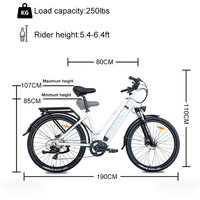 HKM-2374227 1000 W Mid-Drive Motor, 48 V 17.5 Ah Battery, 28 mph Top Speed, 7-Speed Shimano Drivetrain, Electric Bike