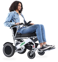 HKM-1274323 Light Folding Electric Wheelchair Dual 250W Motors 24V 12Ah Battery 12.4 Mile Range 353 lb Capacity Aluminum