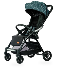 HKM-893779 Quilted Green Baby Stroller with EVA Wheels, Footrests, and Cup Holder
