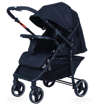 HKM-632787 Vintage Lightweight Auto-Folding Baby Carriage with Safety Features and Food Tray