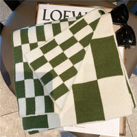 Women's Color-blocked Trendy Plaid Shawl - Classic White And Green Plaid-180cm