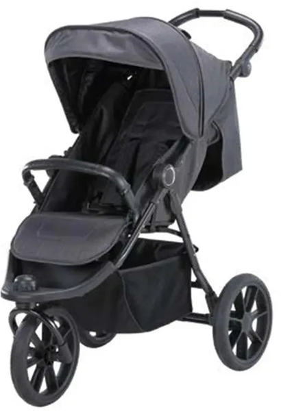 HKM-7151315 Baby Stroller with a Three-Wheel Layout, a Pull-Forward Canopy, a Front Bar and a Mesh Basket for Newborns and Toddlers