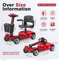 HKM-3529555 Foldable Mobility Scooter 250W Motor 24V Battery 12.4 mi Range 3.7 mph Speed, Folding Design, Stable 4-Wheel Base
