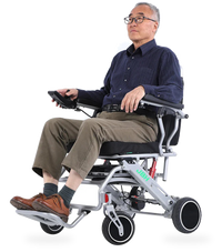 HKM-5370323 Folding Electric Wheelchair Dual 250W Motors 24V 12Ah Battery 12.4 Mile Range 353 lb Capacity Aluminum Frame