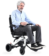 HKM-2355667 Light Folding Electric Wheelchair Dual 250W Motors 24V 24Ah Battery 12.4 Mile Range 330 lb Capacity Aluminum