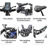 HKM-1686099 25 mph Full-Suspension Electric Mountain Bike, 500 W Rear Hub Motor, 900 W Peak, 48 V 13 Ah 624 Wh Battery