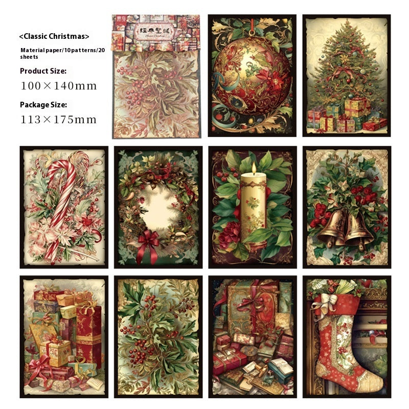 HKM-281171 Retro Decorative Paper Pack – 20 Sheets of Material Paper (100x140mm)
