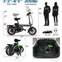 HKM-1522259 350 W Rear Hub Motor, 48 V 7.5 Ah Battery, 20 mph Top Speed, 14 x 1.95 in City Tires, Electric Bike
