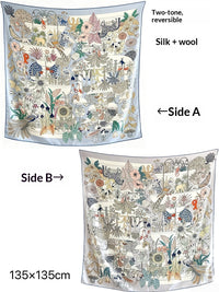 Double-sided Two-tone Silk-wool Large Square Scarfshawl