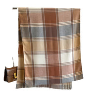 Faux Cashmere Plaid Scarf Women British Style Brown Coffee Checkered Warm Neck Warf Couple Winter Accessory So