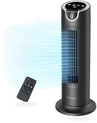 HKM-4181331 25 dB Quiet DC Bladeless Tower Fan with Remote, 8 Speeds 1-8H Timer 80° Oscillation 16 Inch for Home and Office