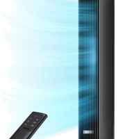 HKM-5688659 Tower Fan, 28ft/s High Velocity, 20dB Ultra Quiet, 8 Speeds, 4 Modes, 90° Oscillation, Bladeless, Remote Control, Black