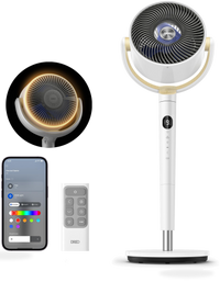 HKM-4705619 120° Omni-Directional Oscillating Pedestal Fan with Remote, 9 Speeds 6 Modes 20dB Noise Level 8-Hour Timer RGB Light