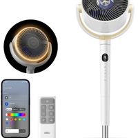 HKM-4705619 120° Omni-Directional Oscillating Pedestal Fan with Remote, 9 Speeds, 6 Modes, 20dB Noise Level, 8-Hour Timer, RGB Light