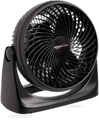 HKM-5066067 Air Circulator Desk Fan, 3 Speed Settings 90-Degree Tilt Head Compact Design 35 Watts Black 11.1"W x 6.3"D x 10.9"H
