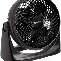 HKM-5066067 Air Circulator Desk Fan, 3 Speed Settings, 90-Degree Tilt Head, Compact Design, 35 Watts, Black, 11.1"W x 6.3"D x 10.9"H