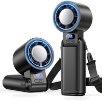 HKM-4214099 Portable Handheld Turbo Fan with 1-199 Speed Adjustment, Rechargeable Battery, LED Display, and 4-in-1 Design, Black