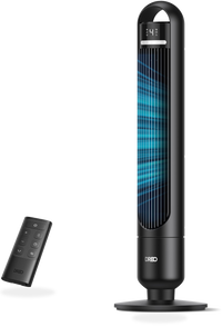 HKM-5131603 Tower Fan, 90° Oscillating 4 Speeds 3 Modes 28dB Quiet 26ft/s Air Velocity 8H Timer Remote Control Black